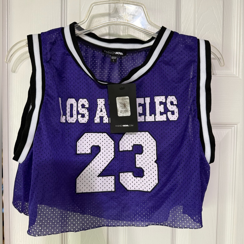 Purple Mesh Los Angeles 23 Crop Top
